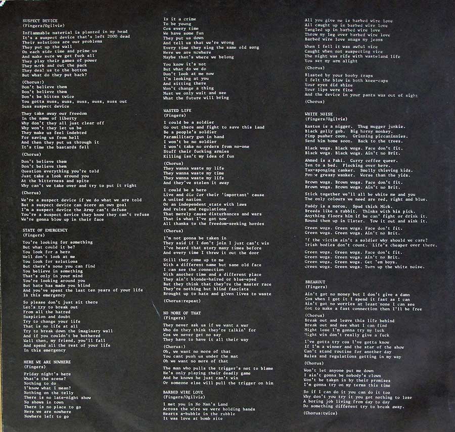 STIFF LITTLE FINGERS - Inflammable Material Rough 1 UK 12" LP Vinyl Album custom inner sleeve